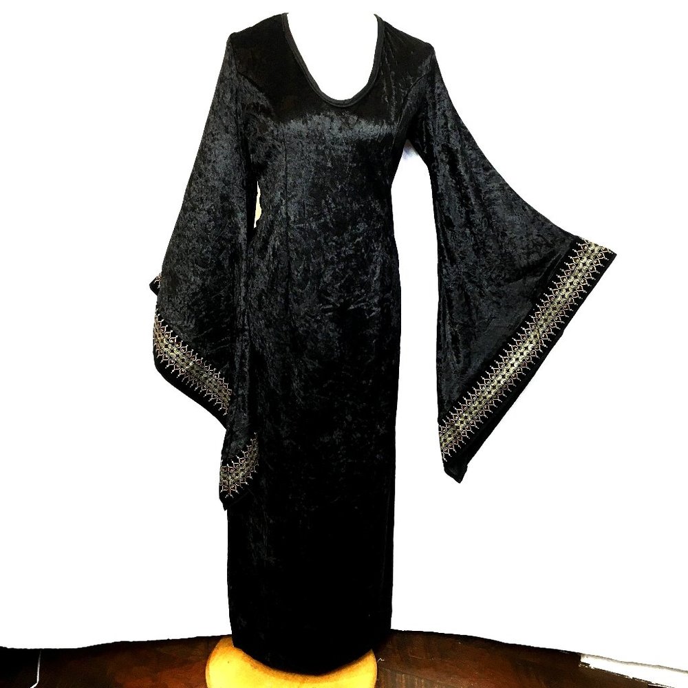 RUBIE'S Panne Velvet Goth Wizardress Queen Long Maxi Dress EUC